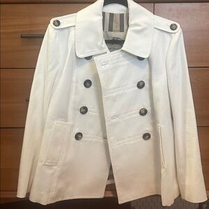 Burberry White Double-Breasted Cotton Peacoat